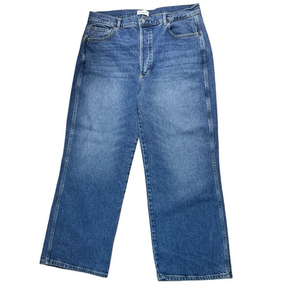 Boyish Jeans Mikey Blue Medium Wash ButtonFly High Rise Wide Leg Organic Size 32 - Picture 1 of 10
